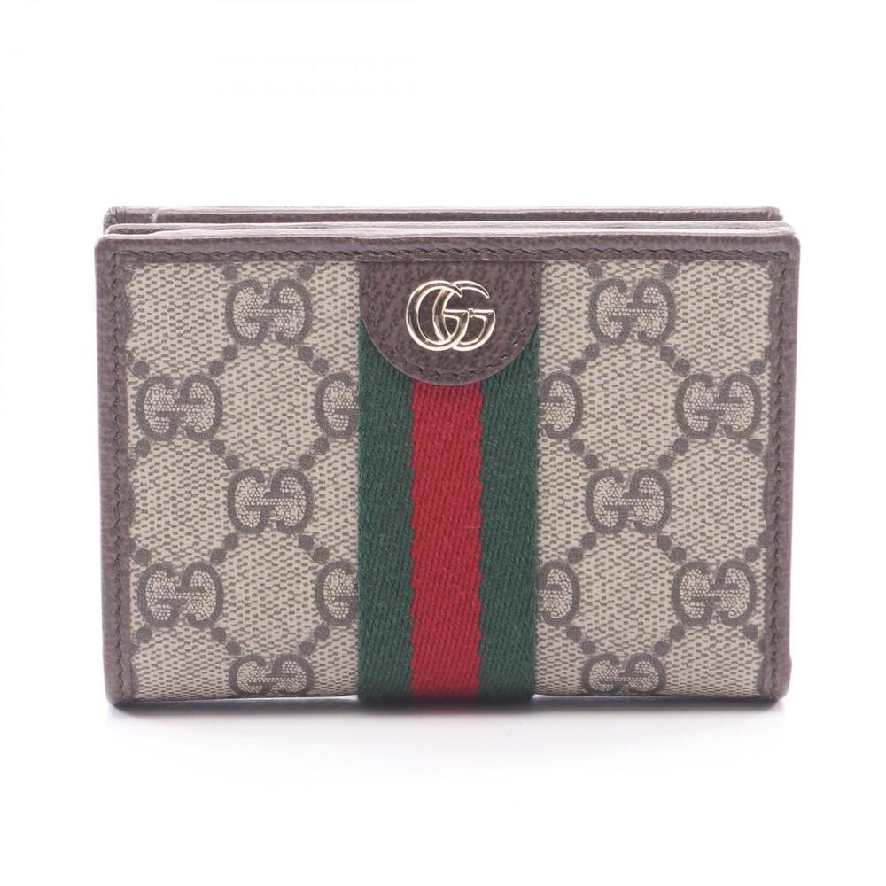 Gucci Ophidia Wallet GG Supreme Bi fold Leather Beige Brown Multicolor